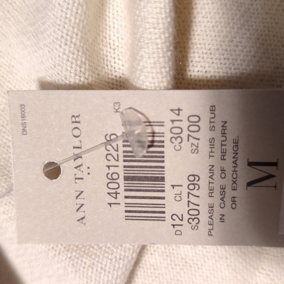 Nwt Ann Taylor Medium Cream black cardigan sweater zip up v-neck classic - Picture 12 of 13
